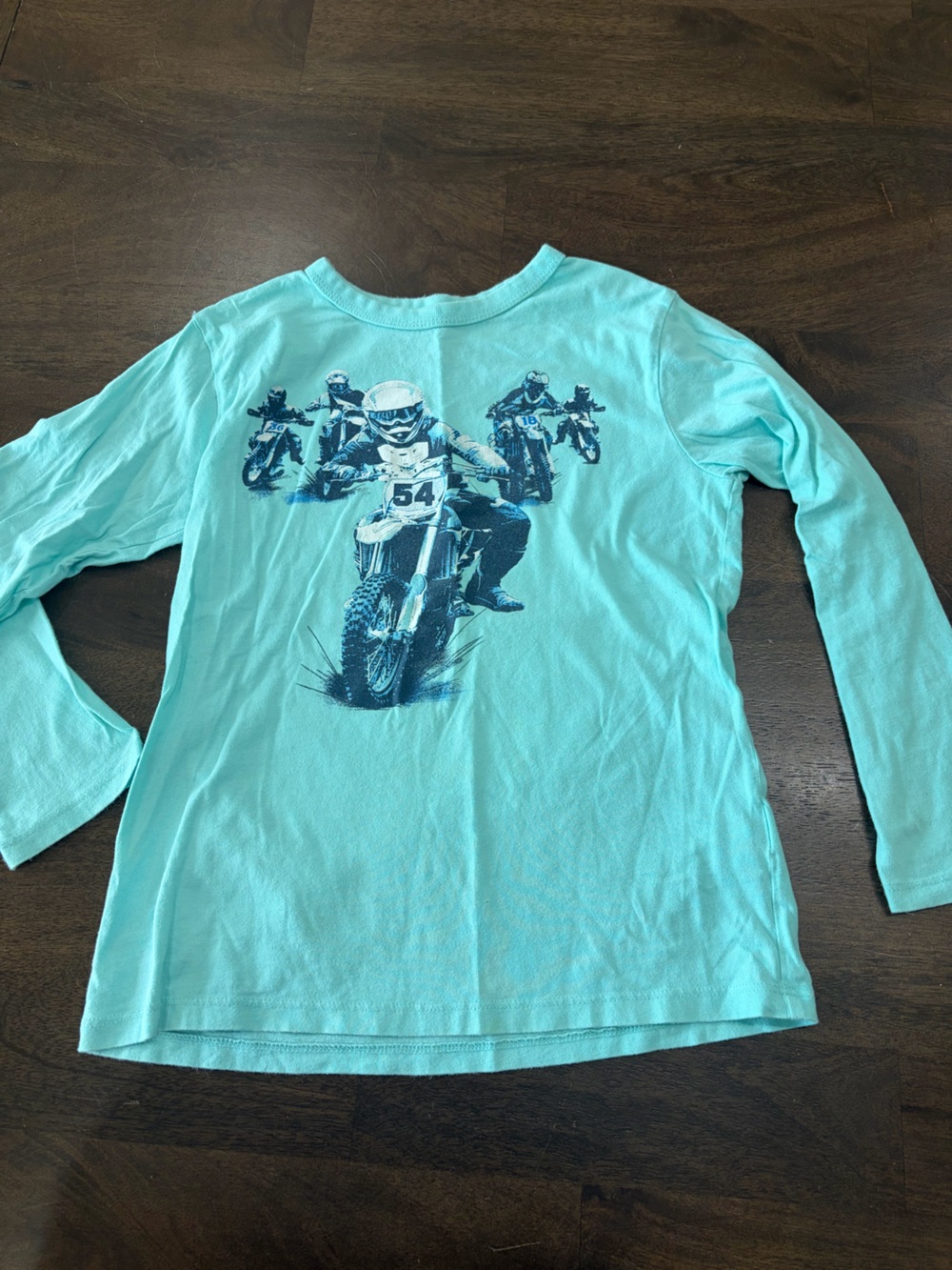 Kids Long-Sleeve Motocross Graphic Tee - Aqua